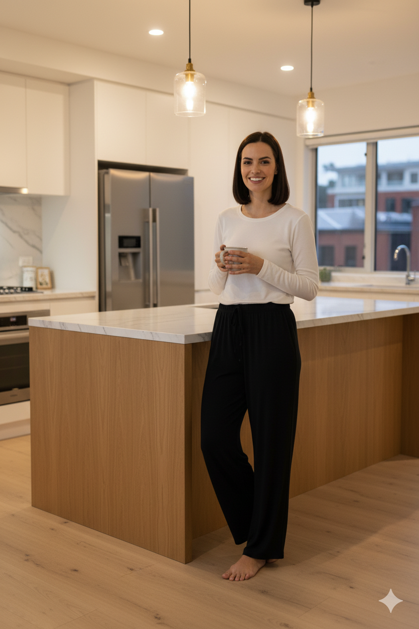 Kadın Beli Lastikli Büyük Beden Rahat Tam Kalıp Likralı Turlu Viskon Penye Kumaş Pantolon